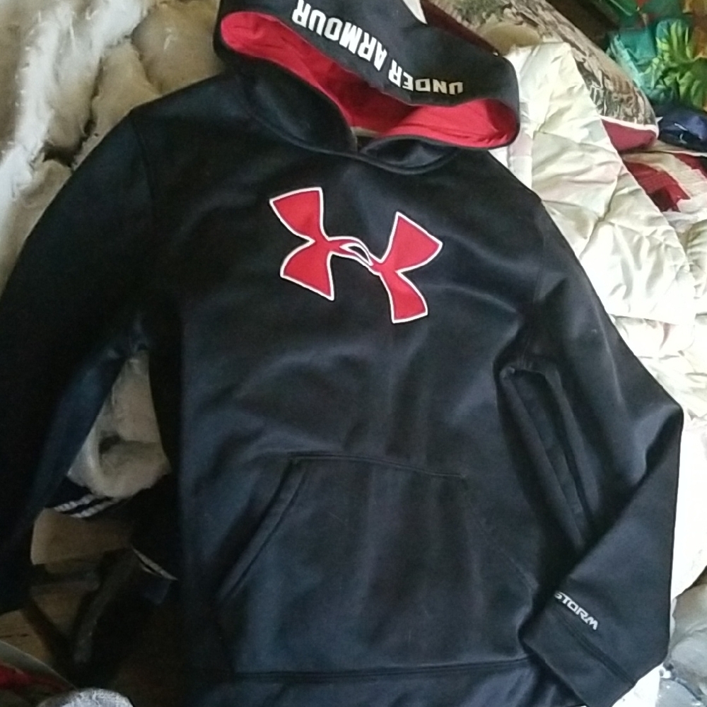 Under Armour Black Hoodie with Red Logo
